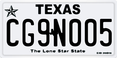 TX license plate CG9N005