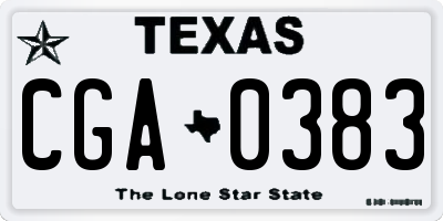 TX license plate CGA0383