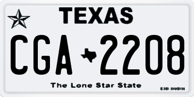 TX license plate CGA2208