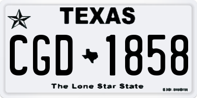 TX license plate CGD1858
