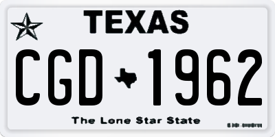 TX license plate CGD1962