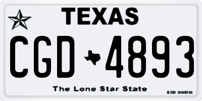 TX license plate CGD4893