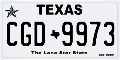 TX license plate CGD9973