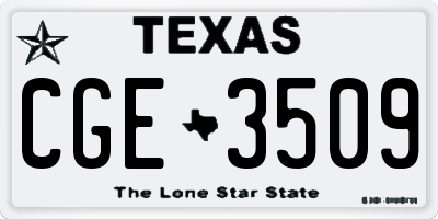 TX license plate CGE3509
