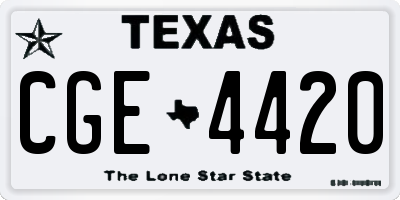 TX license plate CGE4420