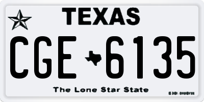 TX license plate CGE6135