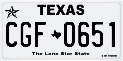 TX license plate CGF0651