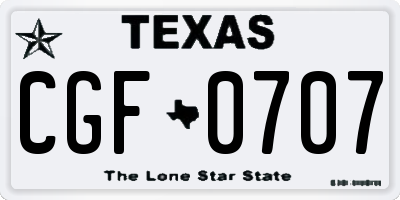 TX license plate CGF0707