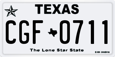 TX license plate CGF0711