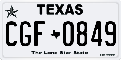 TX license plate CGF0849