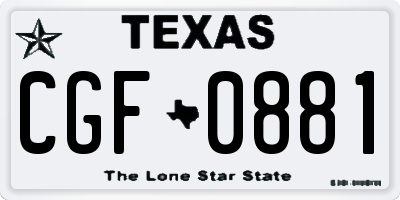 TX license plate CGF0881