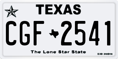 TX license plate CGF2541