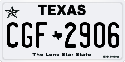 TX license plate CGF2906
