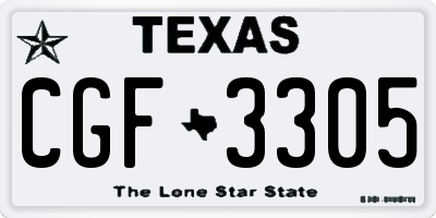 TX license plate CGF3305
