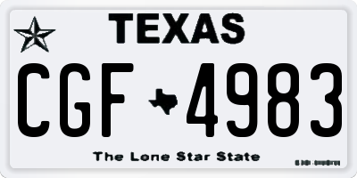 TX license plate CGF4983