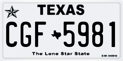 TX license plate CGF5981
