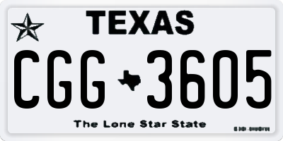 TX license plate CGG3605