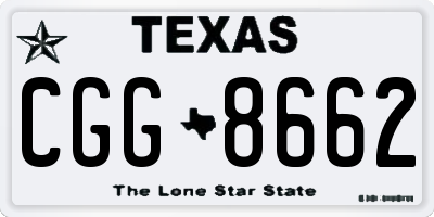 TX license plate CGG8662