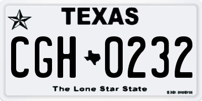 TX license plate CGH0232