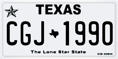 TX license plate CGJ1990