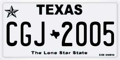 TX license plate CGJ2005
