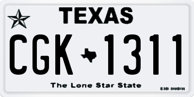 TX license plate CGK1311