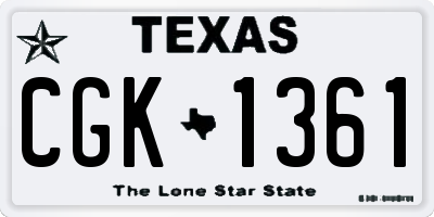 TX license plate CGK1361
