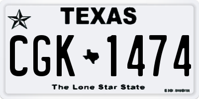 TX license plate CGK1474