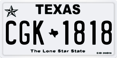 TX license plate CGK1818