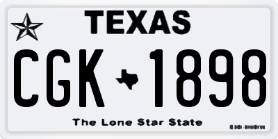 TX license plate CGK1898