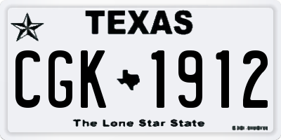 TX license plate CGK1912