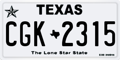 TX license plate CGK2315