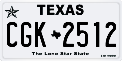 TX license plate CGK2512