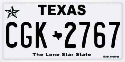 TX license plate CGK2767