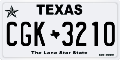TX license plate CGK3210