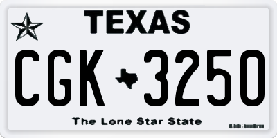 TX license plate CGK3250