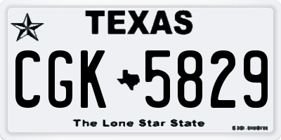 TX license plate CGK5829