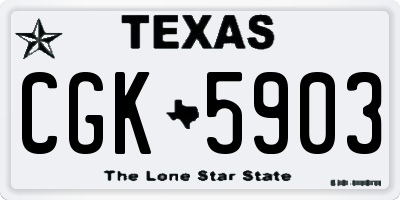 TX license plate CGK5903