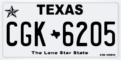 TX license plate CGK6205