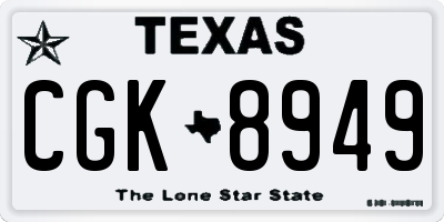 TX license plate CGK8949