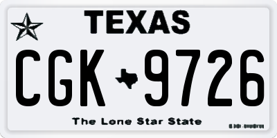 TX license plate CGK9726