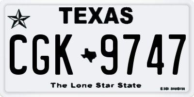 TX license plate CGK9747