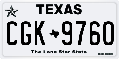 TX license plate CGK9760
