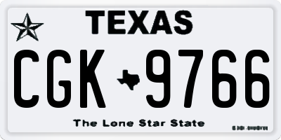 TX license plate CGK9766
