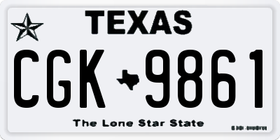 TX license plate CGK9861