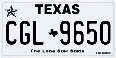 TX license plate CGL9650