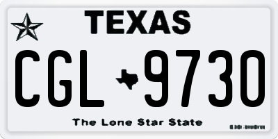 TX license plate CGL9730