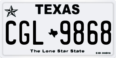 TX license plate CGL9868