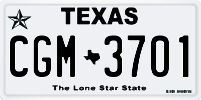 TX license plate CGM3701