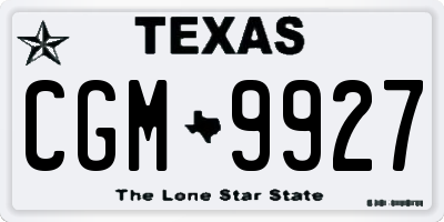 TX license plate CGM9927